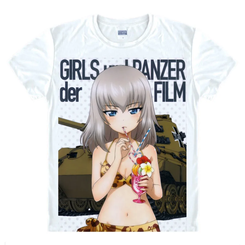 

Anime Girls und Panzer T-Shirts Short Sleeve Shirts Manga Garuzu ando Pantsa Katyusha Alice Shimada sensha-do Cosplay Shirt