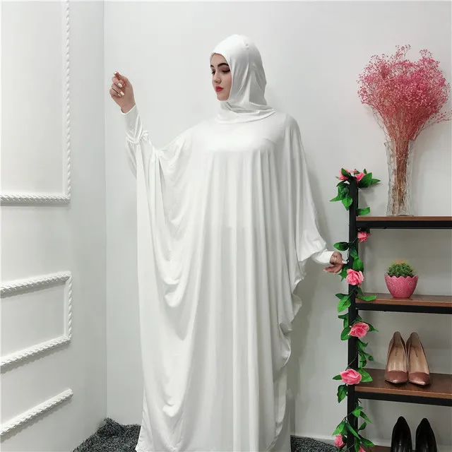 Women Prayer Garment Muslim Clothing One Piece Hijabs Abaya Robe Dress Full Cover Ramadan Thobe Gown Islamic Dubai Saudi Arab