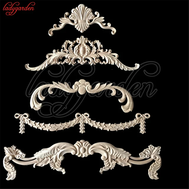 Decorative Wood Liques Woodcarving Furniture Vintage Home Decorative Wood Liques Woodcarving Furniture Vintage Home Decoration Wooden Corner Lique Carved Long Flower Miniature