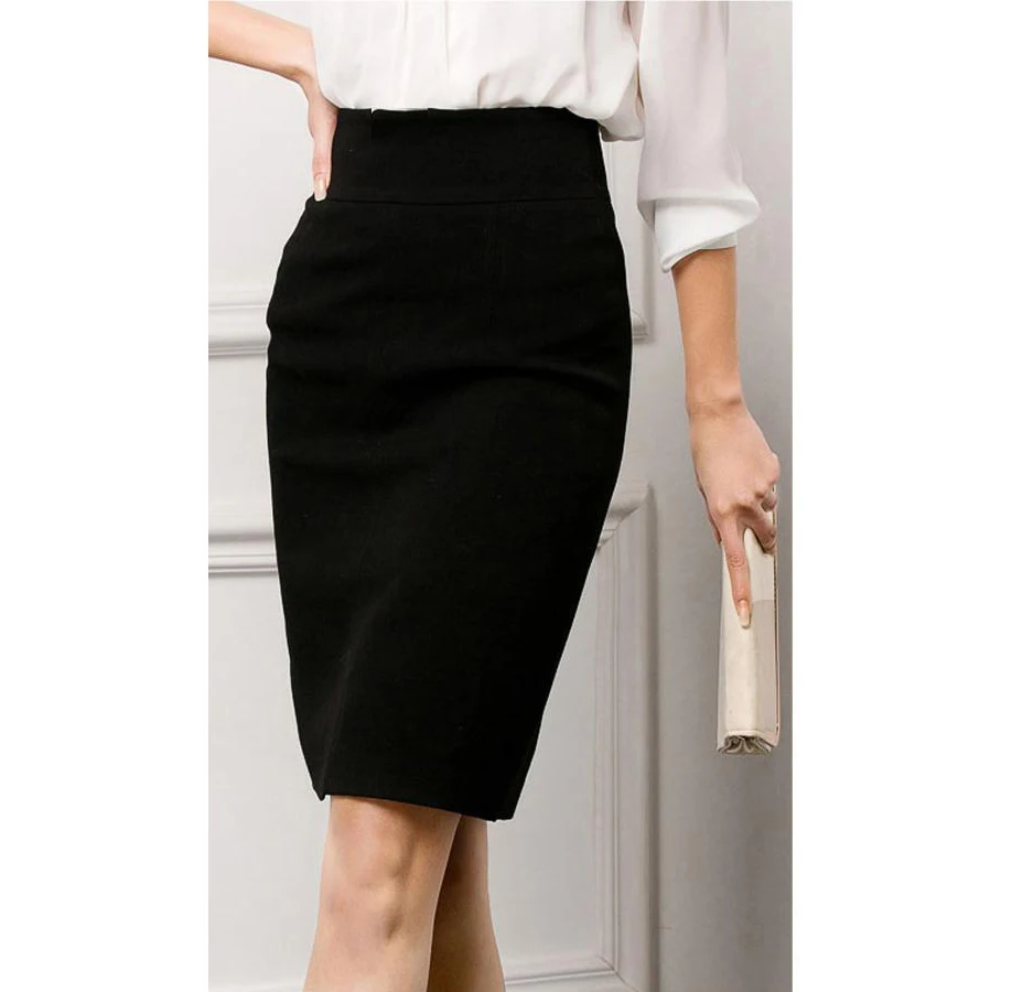 H&F ® Womens Ladies Long Length Plain Office Pencil Zip Skirt Lined Black Slit Pencil Skirt Office Work Formal Skirt-Size 14 16 18 20 22 24 