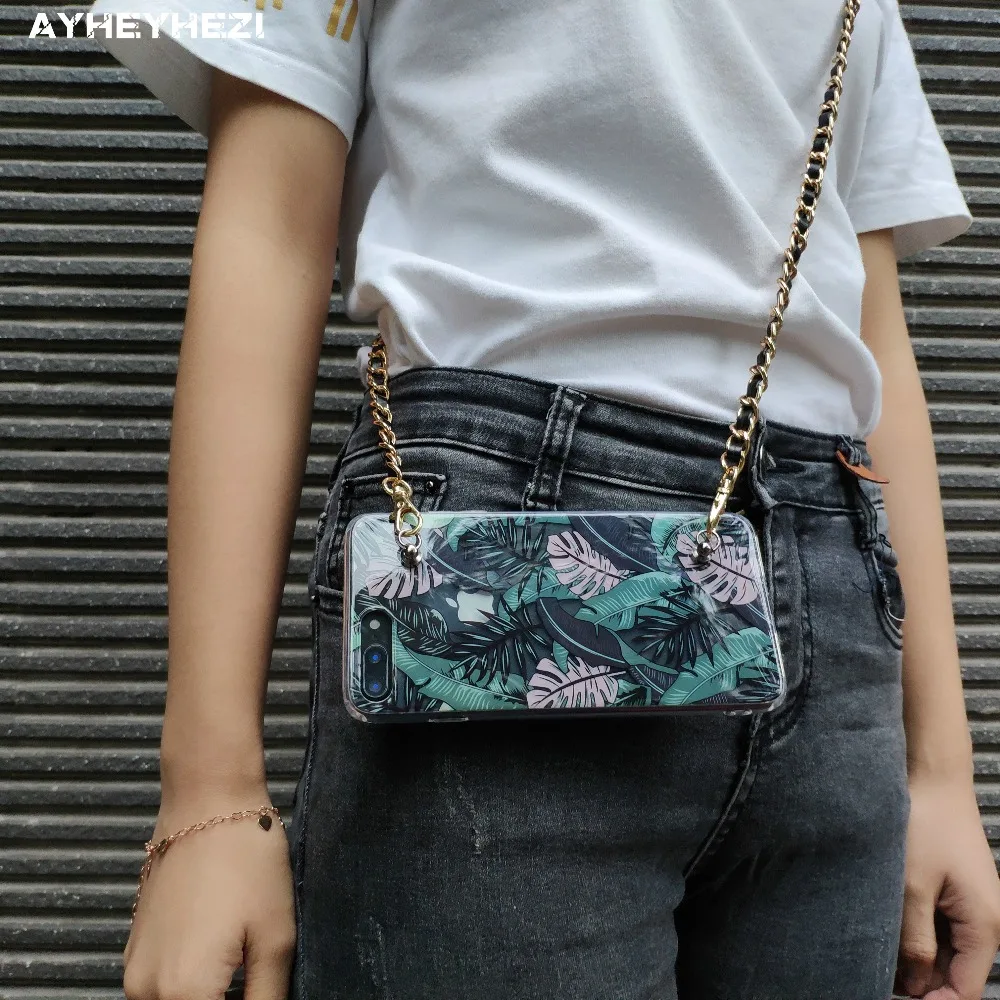 Beste Zomer Verlaat Mobiele Telefoon crossbody Beschermhoes Cover met lange keten ketting Voor iPhone XS X 8 7 6 s 6 plus case Insta goede