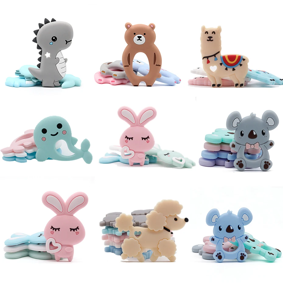 

Silicone Baby Teethers Rabbit Koala 1PC Food Grade Silicone Teether Dog Shape Children's Goods Rodent Teething Ring Nurse Gift