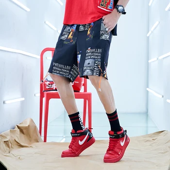 

Streetwear Casual Summer Shorts Men Hip Hop Printing Male Shorts Knee Length Bermuda Beach Board Shorts Men