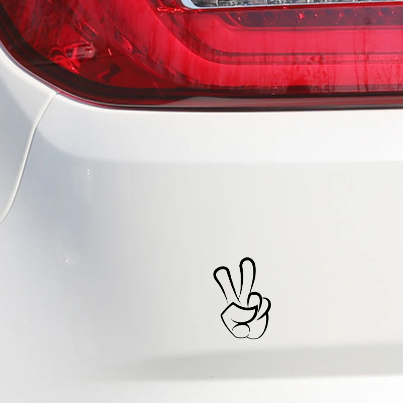 YJZT 10 2*16 2 см интересный V Peace Gesture фотографический черный серебристый