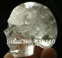 

019 NEW STYLE! Natural Clear Quartz Crystal Skull Healing Skeleton w Great Rainbow
