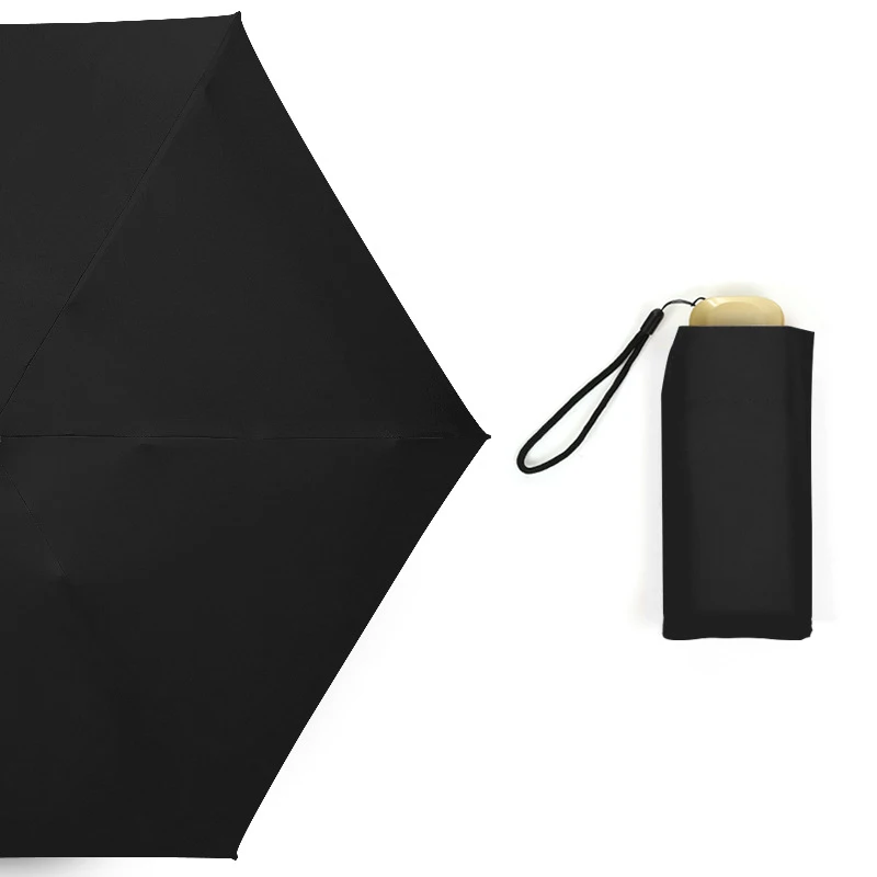 YADA Solid Color Light Mini Umbrella Parasol Rainy Five Pocket Fold Umbrella For Women Men Anti-UV Black Coating Umbrellas YD154