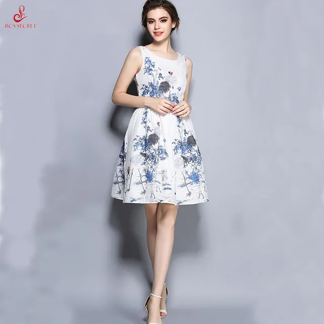 Rc S Secret 2017 Spring And Summer Vintage Vestidos Priting Rc S Secret 2017 Spring And Summer Vintage Vestidos Priting Sleeveless Dress Plain Elegant Printed Lady