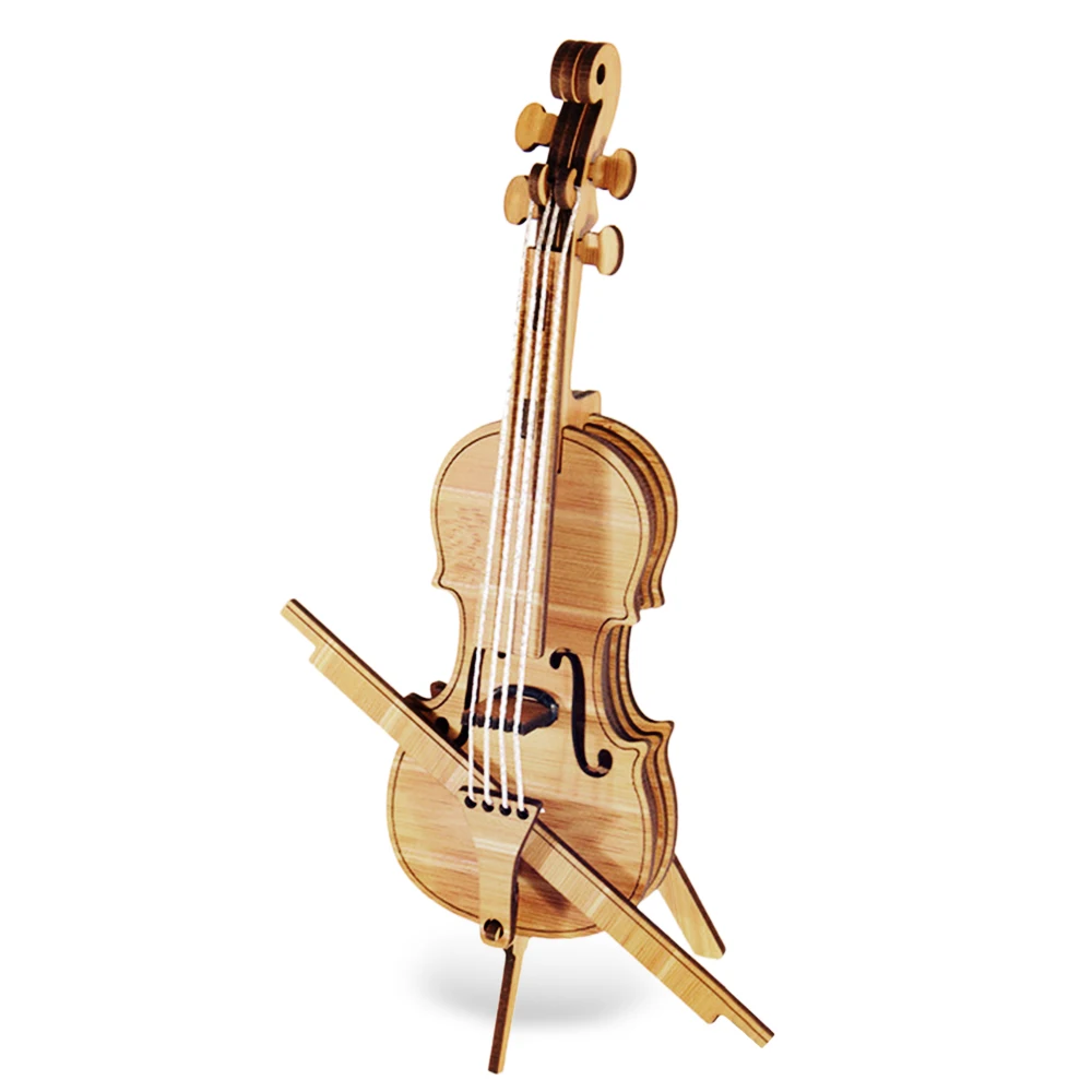 

3D Wooden Puzzle Violin Educational Toys Woodcraft Assembly Kit Easy Assembly Without Glue And Tools 3D Puzzle