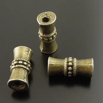 

35pcs Alloy Waist Drum Spacer Beads Cylinder Vintage Style Bronze Tone Loose Bead For Bracelet Making Hole Size 2mm