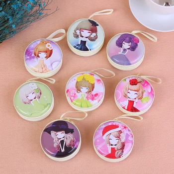 

40PCS / LOT Zipper Tinplate Coin Purse Round Children Wallet Headphones Bag Kid Purse Kids Gift Mini Earphone Bag