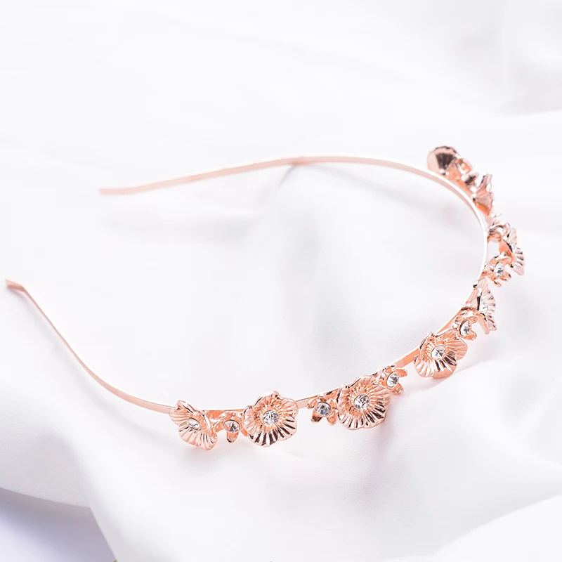 

Rose Gold Color Women Lady Metal Hairbands Girls Headband Flower Rhinestone Hair Hoop Hair Aceessories for Women Girls Hair Band