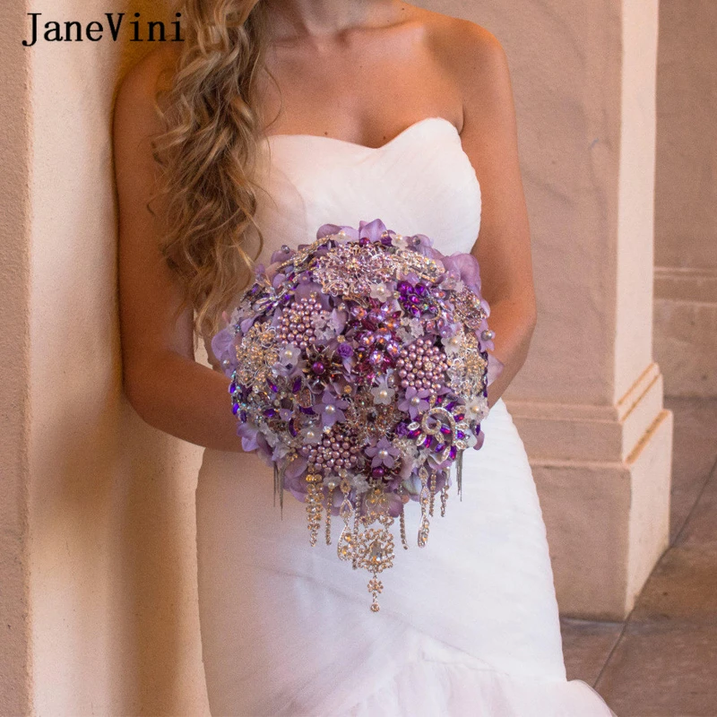 Waterfall Style Crystals Beaded Bridal Wedding Bouquet Flower Luxury "HANDMADE" 