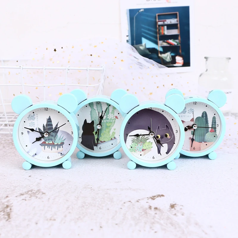 

4 colors Household Portable Cute Mini Cartoon Alarm Clock Round Number Desk Table Digital Clock Home Decor Christmas gifts 60089