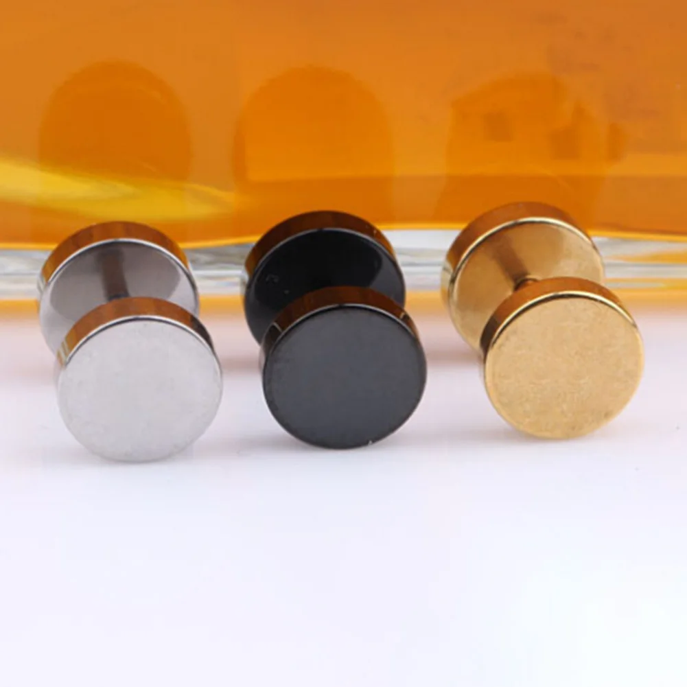 

Punk Earrings Double Sided Round Bolt Stud Earrings Male Gothic Barbell Black Earrings Men Jewelry Gifts