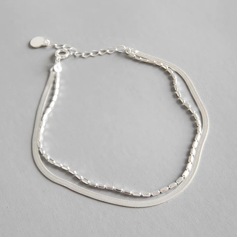 

Korean S925 Silver Personality Women's Bracelet Double-layer Student Jewelry Best Friends Boho Acero Inoxidable Joyeria Mujer