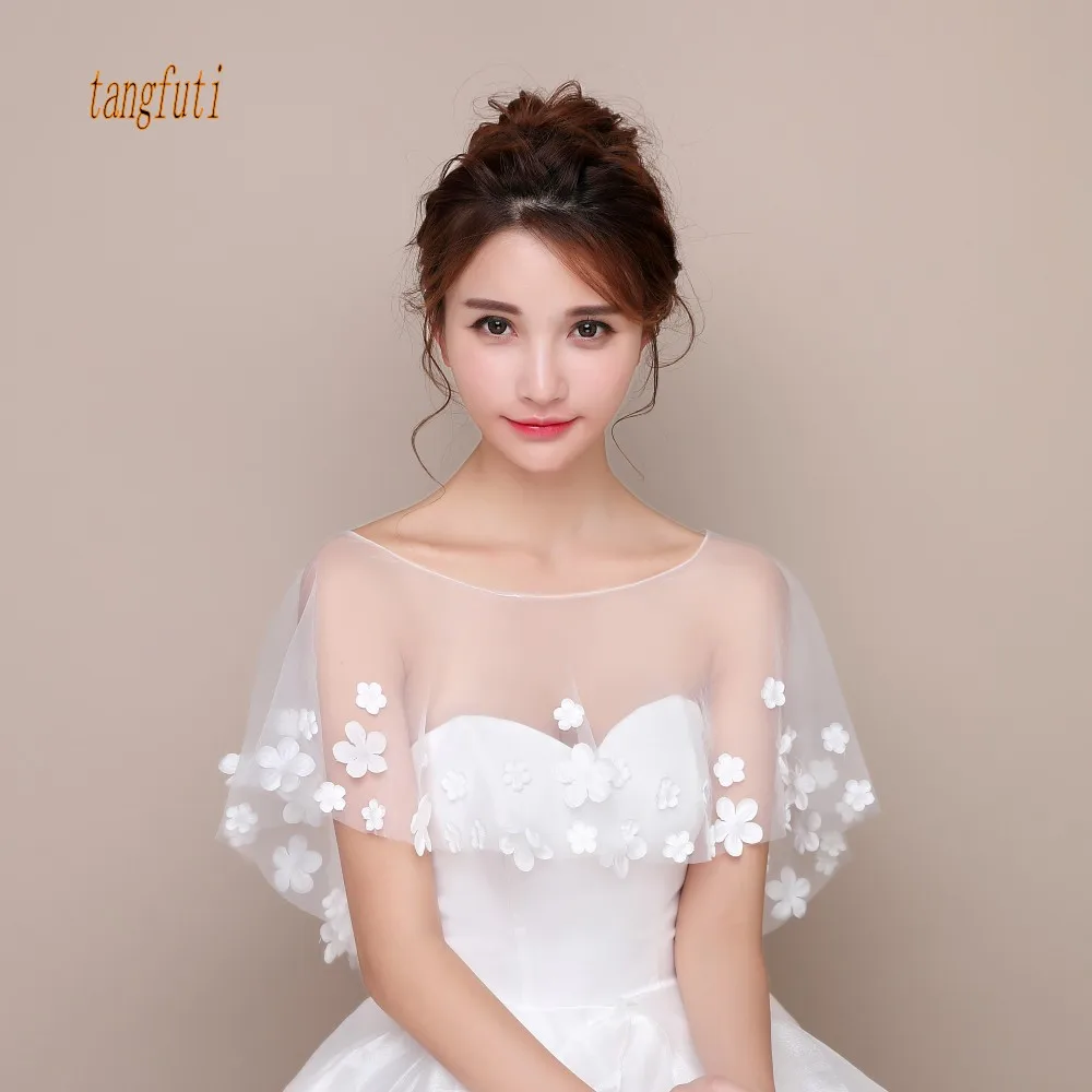

Women Wedding Shrug Bolero Petals Tulle See Through Bridal Shawl Capes Bride Wedding Accessories
