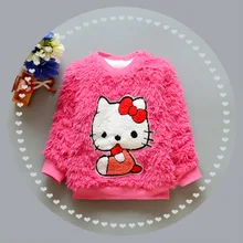 Autumn Baby Girls Sweater Long Sleeve O-neck Cartoon Plus Velvet Kids Girls Plus Hair Knitwear Winter Children Clothes H11277