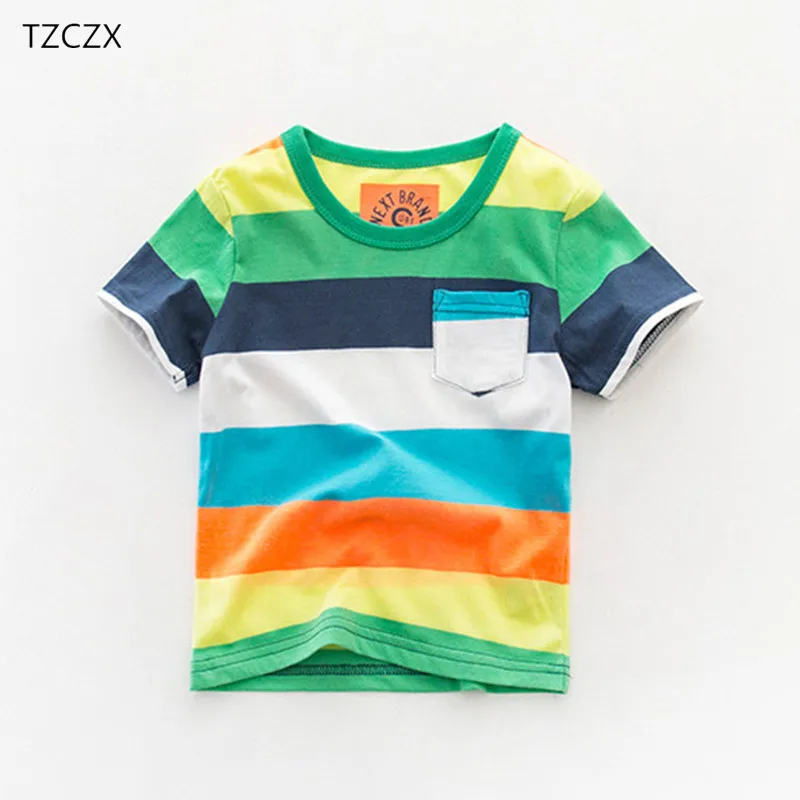 

Promotion Baby boys T-shirts European and American Style Striped O-Neck Cotton 100% Short-sleeved Children T-shirts Clothing