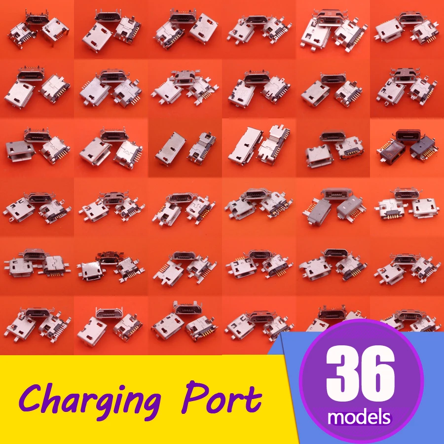 

36 models micro usb connector common used charging port for SONY/Lenovo Huawei Blackberry Nokia HP ACER ASUS other mobilephone