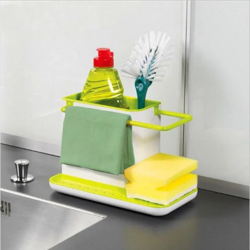 1pc 3 IN 1 Multifunction Glove Storage Debris Rack Dishclout Storage