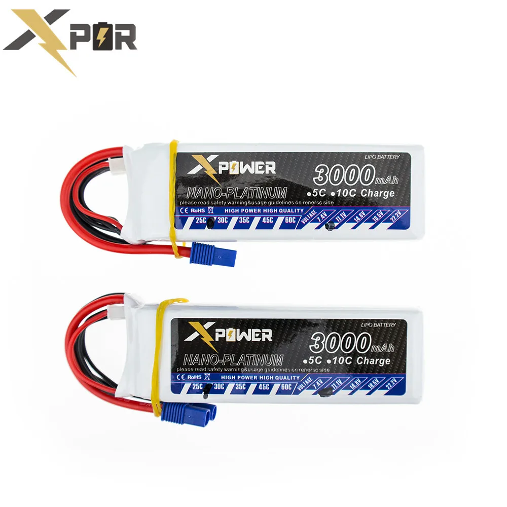 2 шт. батарея Lipo 11 1 В 3S 3000 мА/ч 30C Max 35C EC3 EC5 T XT60 Xpower литиевая для вертолета Trex 500 RC