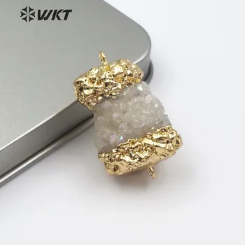 

WT-C279 New Arrival Unique Design cylinder Shape Connector Necklaces Metal Electroplated Natural Stone Connector Jewelry Finding