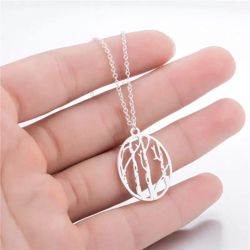 Birch Tree Necklace Woodland Jewelry Outdoor Gift Natural Oval Pendant Jewelry Woodland Jewelry (2)