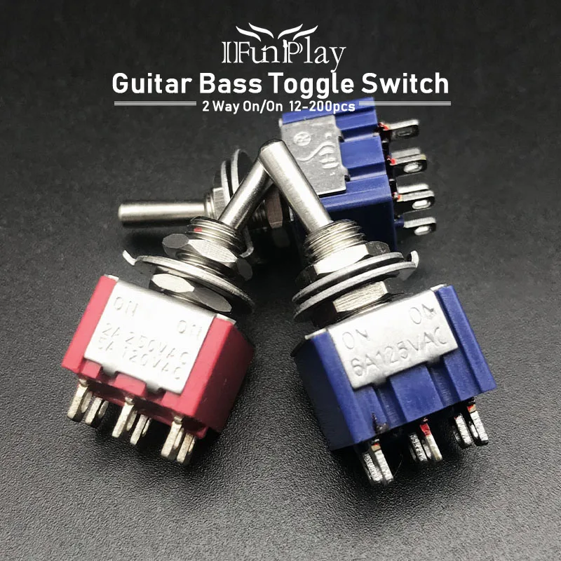 12Pcs Mini 2 Way Toggle Switch Electric Guitar Bass Switch 6Pin Guitar