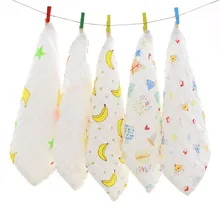 Baby Face Towel 25x25cm 6 Layers Muslin Cotton Soft Baby Towels Handkerchief Bathing Feeding Face Washcloth Wipe Burp Cloths