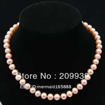 

huij 002087 Pink 8-9mm Sets Akoya Cultured Pearl Necklace/Bracelets/Earrings 18"7.5"