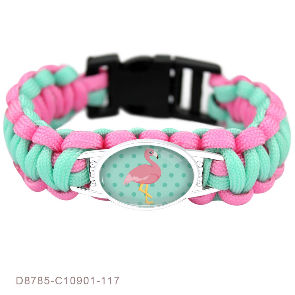 طيور النحام يونيكورن أساور الوردي في الهواء الطلق بقاء حبل Paracord أساور النساء الرجال للجنسين مجوهرات الأزياء حزب الأصدقاء هدية