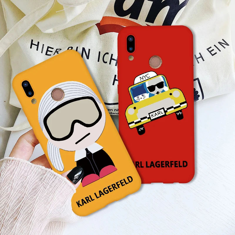 

Fashion Karl Lagerfeld Color Soft Silicon Case For Huawei P20 P10 P30 Pro Lite 2017 TPU For Huawei P Smart Plus 2019 Matte Coque