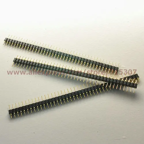 

PHISCALE 10pcs 1x40 pin 2.54mm round single row male pin header board to board connectors gilt pin