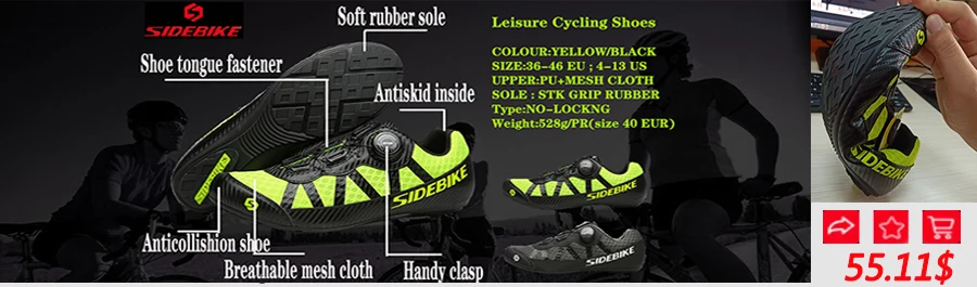 SIDEBIKE All Terrain Non-locking Cycling Shoes Man Women Breathable MTB Bike Shoe Leisure size EU 36-46 Road Bicycle Flat Shoes