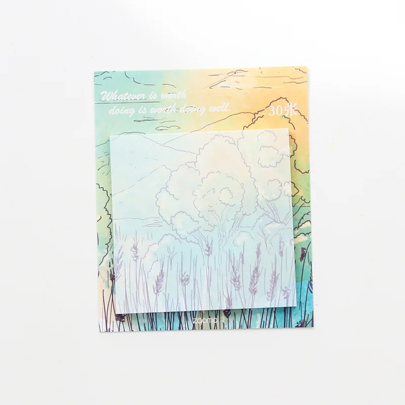 1 шт. креативная живопись океан блокнот для заметок Корейская короткая натуральная бумага для заметок канцелярские принадлежности липкие нотки школьная бумага принадлежности - Цвет: Wheat