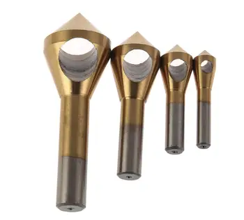 

4pcs/set HSS Titanium Coating Drill Bit Head Chamfer Cutting Countersink Deburring Drill Taper Hole Cutter