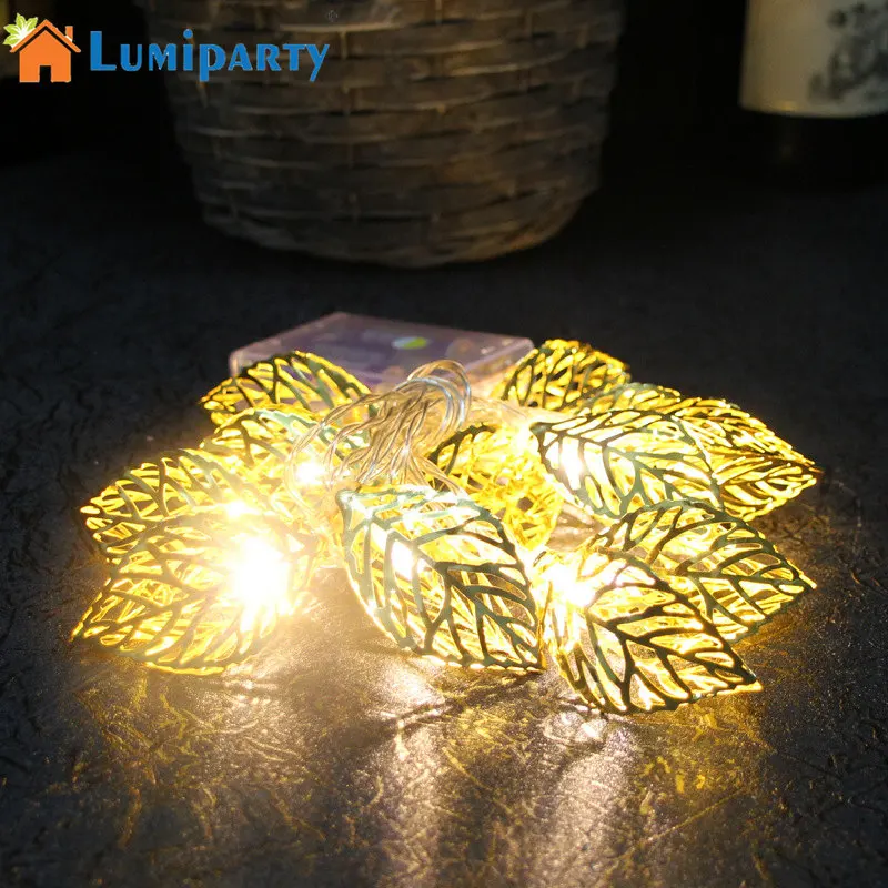

LumiParty 2.2m Metal Leaf Fairy String Light Customized length Silver/Gold Tree Leaves LED String Lamp for Christmas Decor