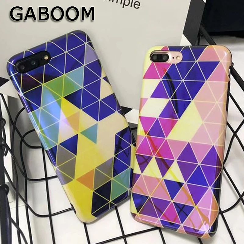 GABOOM IMD Soft Phone Cases for iPhone X 8 7 6 6s Plus Covers Colorful Geometric Rhombic Glitters Case |