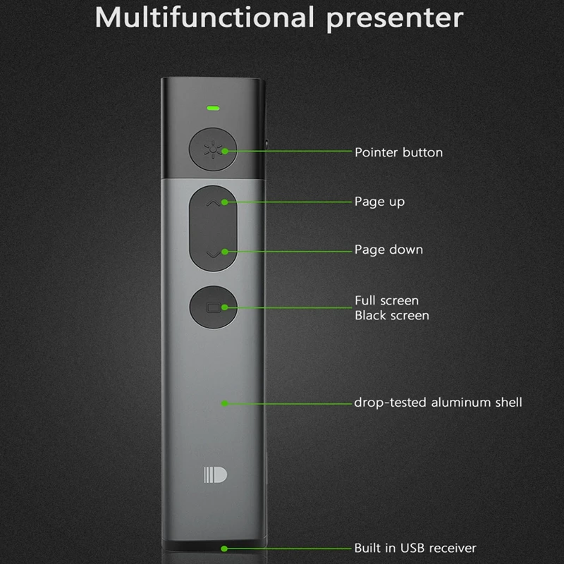 Doosl зеленая лазерная указка ручка PowerPoint Clicker управление Лер 2,4 ГГц PPT беспроводной ведущий RF беспроводной пульт дистанционного управления Windows