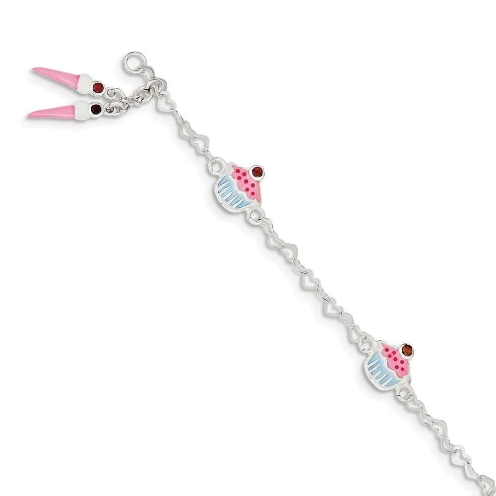 Garnet Dangle Cupcake Ice Cream Childs Bracelet