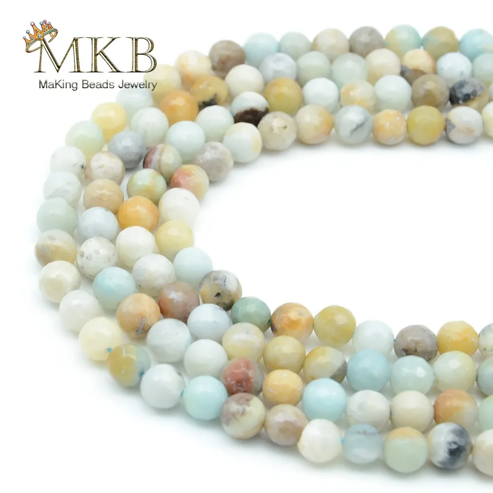 

Natural Stone Faceted Amazonite Round Beads For Jewelry Making 4 6 8 10mm Gem Spacer Beads Accessories Diy Bracelet Wholesale