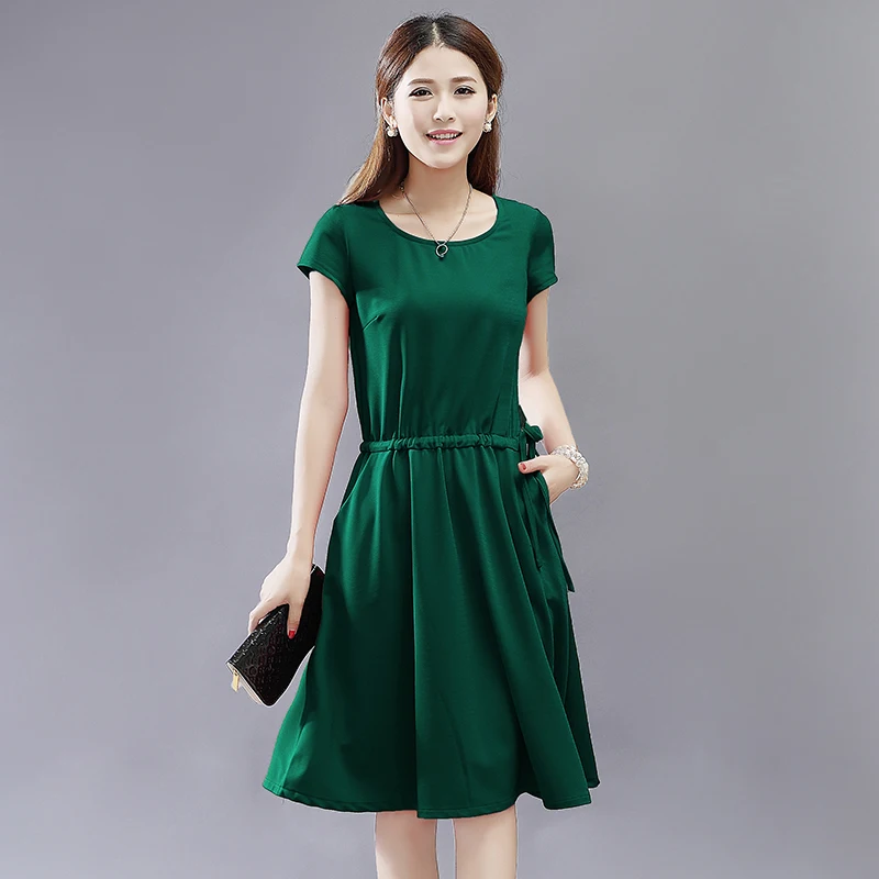 casual short green dress