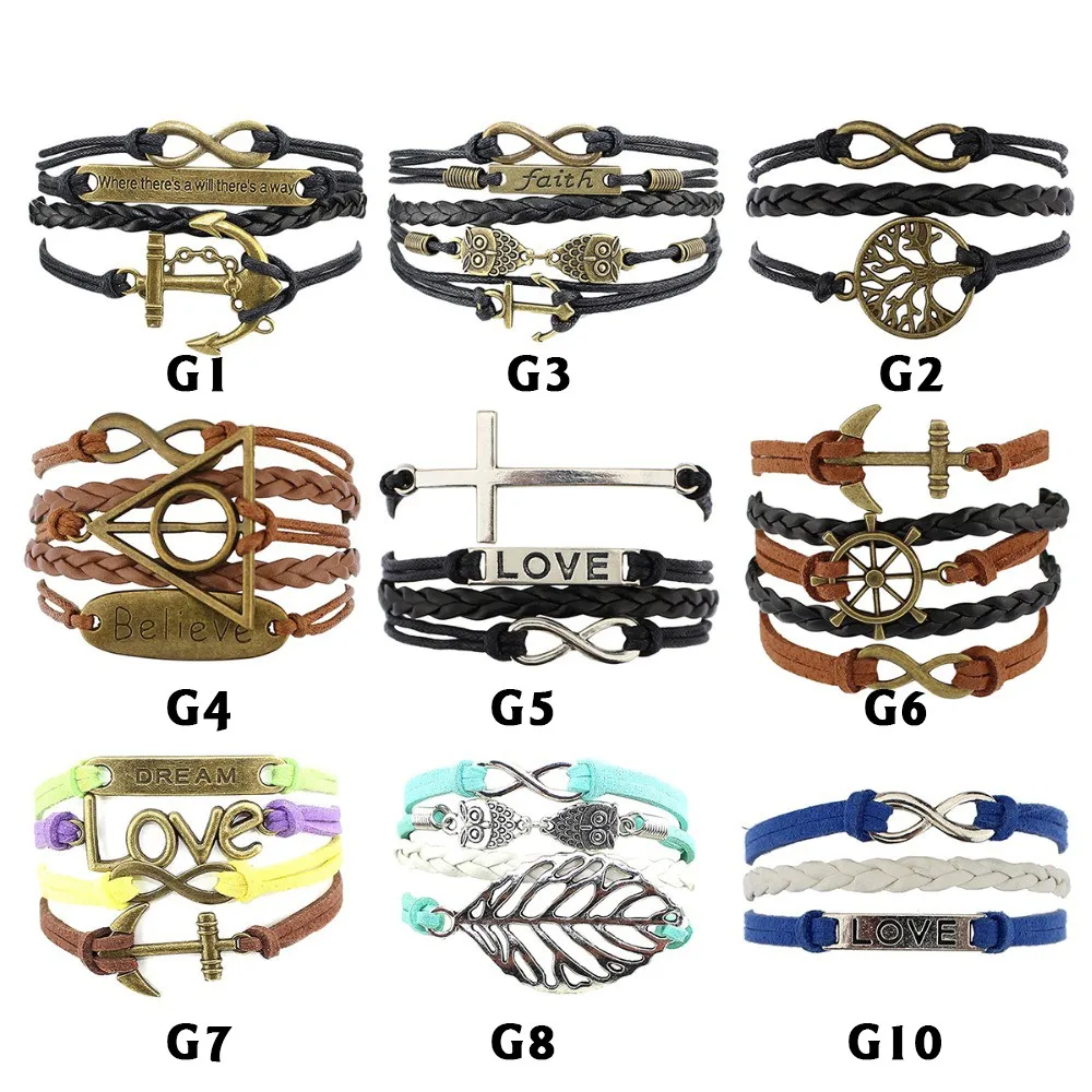 New-Arrival-Friendship-Butterfly-Dragonfly-Elephant-Birds-Animals-Heart-Tree-Cross-Sister-Weave-Bracelet-Bangles-Jewelry 