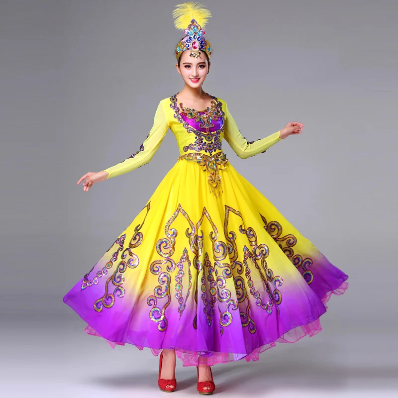 

Muslim dance dress Xinjiang Dance Costume for Indian dance Female Uygur Performance Costume Chinese folk dance Stage Costume