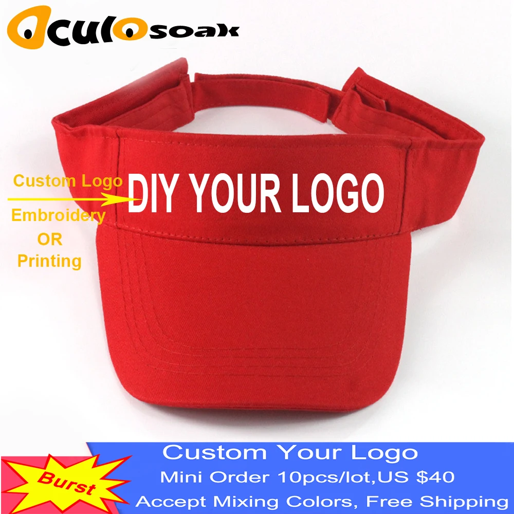 

Visor Caps Women Open Tops Customized Adjustable Hats LOGO Printing Candy Color Adult Baseball Sun Caps 10pcs/lot