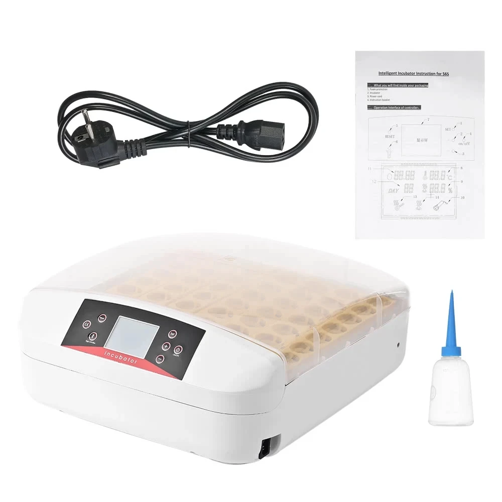 Transparent Plastic All-In-One Intelligent Full-automatic Egg Incubator Hatcher 56 Eggs Hatching Machine for Chicken Duck