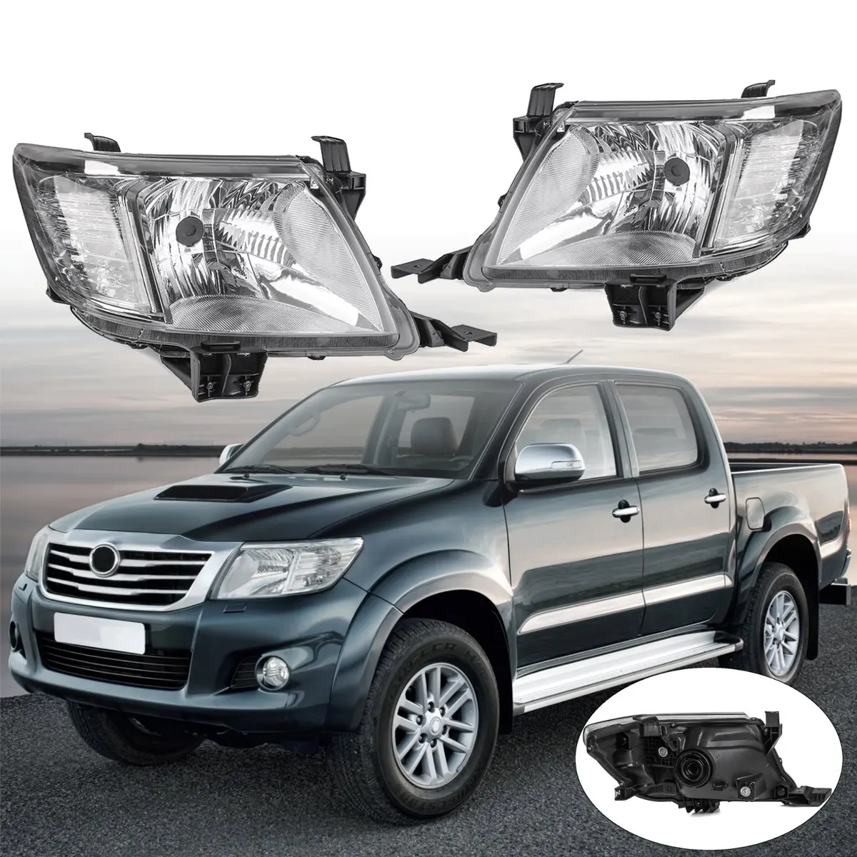 

Pair Front Clear Headlights For Toyota Hilux SR SR5 2005 2006 2007 2008 2009 2010 2011 Left Right Side Head Light Lamp Car Light