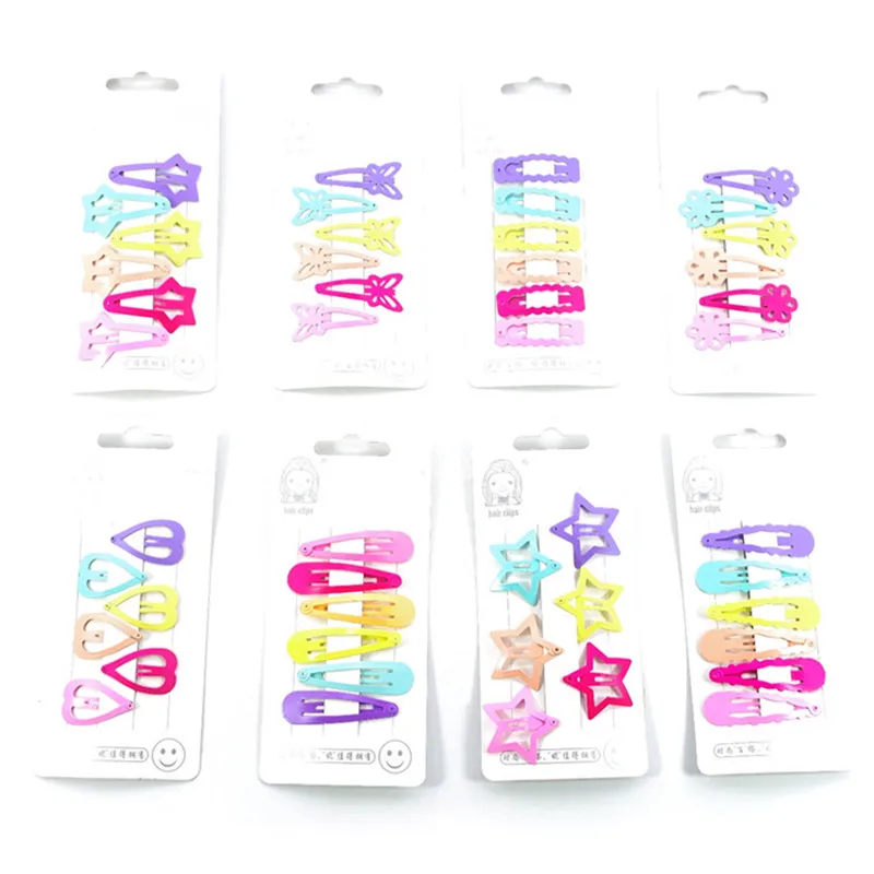 

6PCS Cute Cartoon Heart Type Girls Hairpins Hair Clip Kids Headwear Accessories New Metal Candy Color BB Clips