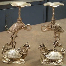 Китайский Тибет Серебряный Подсвечник Резные Черепахи Swa Пара