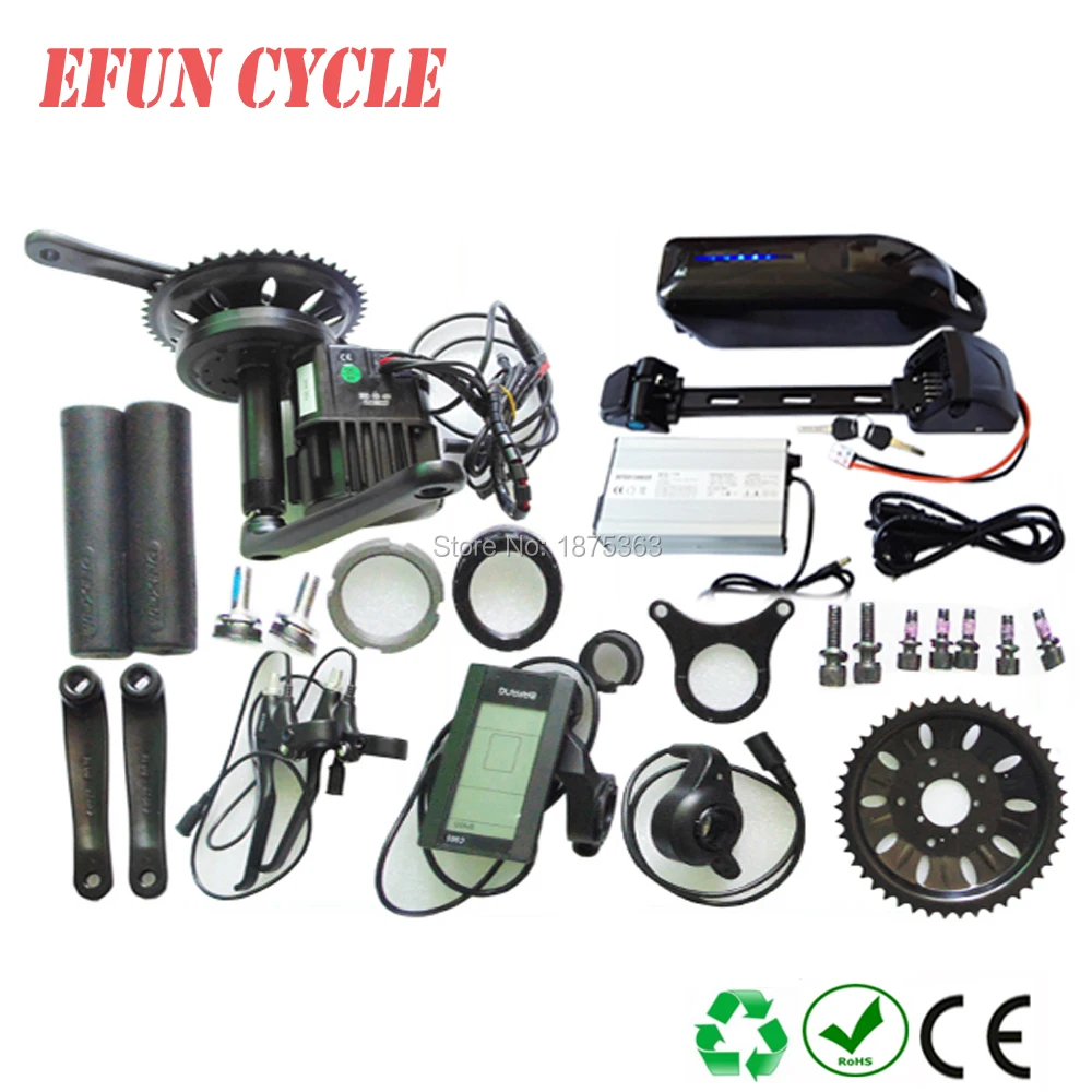 

BBSHD mid drive motor kits 48V 1000W with Li-ion ebike battery 52V 14Ah dolphin down tube type+C965 display+free charger